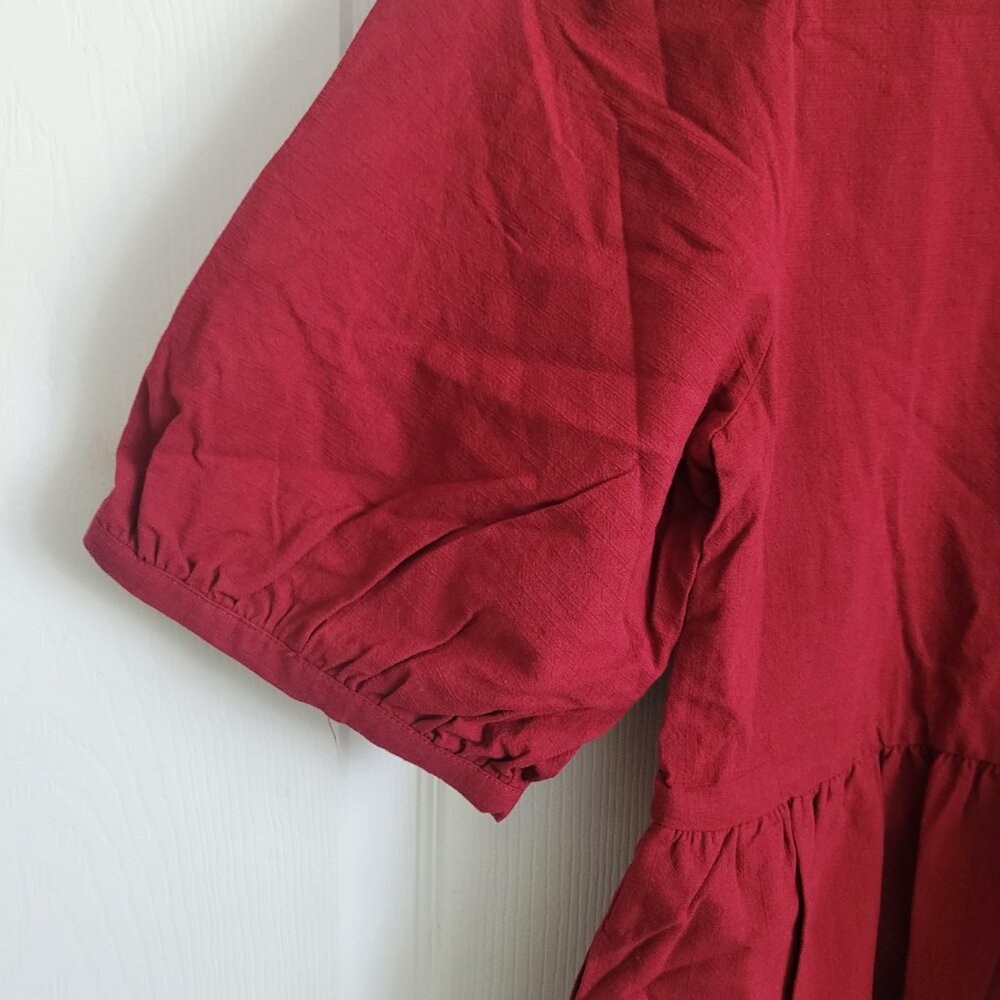 NEW TRADLANDS Nico 2.0 Balloon Sleeve Dress Garnet Size S - Picture 5 of 10